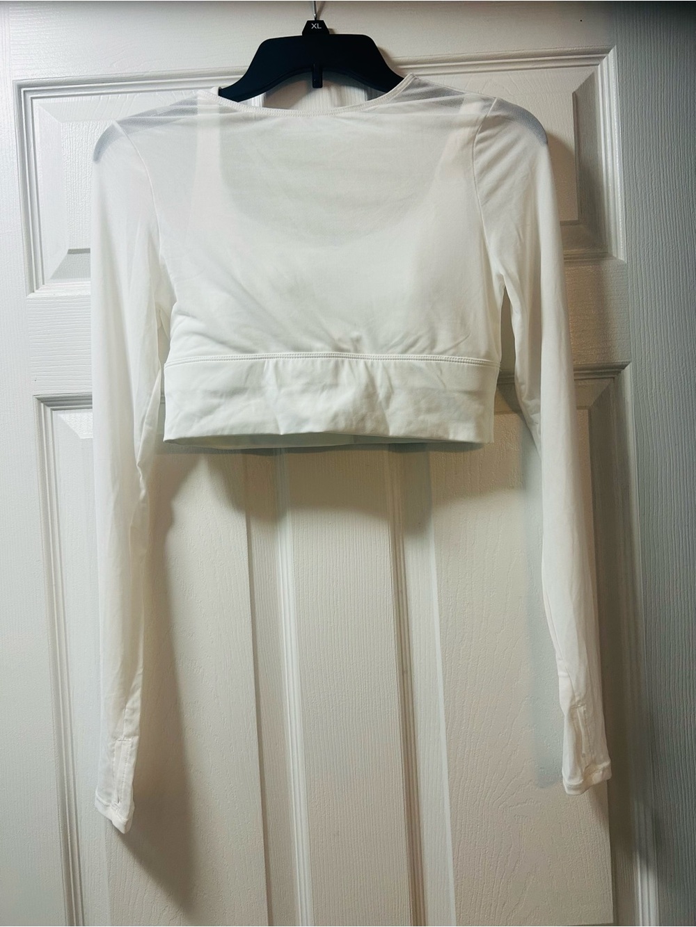 HALARA White Long-Sleeve Mesh Crop Top small NWT - Picture 5 of 12